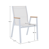 Scaun de gradina stivuibil otel alb stejar Bonto 61x56x90 cm