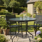 Masa gradina terasa, rotunda, otel sticla Borgen 80x80x71 cm