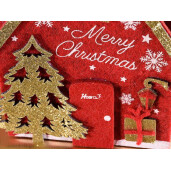 Set 2 gentute Craciun textil rosu auriu 15x8.5x26 cm, 11.5x7.5x21 cm