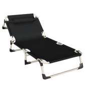 Sezlong gradina pliabil negru bej Bovry 71x190x71 cm