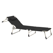 Sezlong gradina pliabil negru bej Bovry 71x190x71 cm