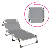 Sezlong gradina pliabil gri bej Bovry 71x190x71 cm