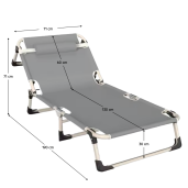 Sezlong gradina pliabil gri bej Bovry 71x190x71 cm