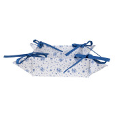 Cos paine bumbac alb albastru 35x35x8 cm