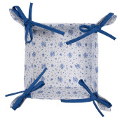 Cos paine bumbac alb albastru 35x35x8 cm