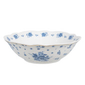 Set 2 boluri portelan alb albastru 15x5 cm, 350 ml