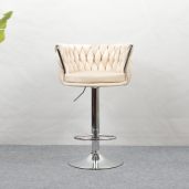 Scaun bar de design catifea bej crom Brin 53x50x80/102 cm