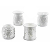 Set 4 difuzoare parfum camera ceramica alba Ø 9 cm x 9,5 H