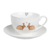 Set 4 cesti portelan alb maro Iepuras 12x9x6 cm, 14x2 cm, 250 ml