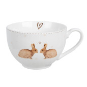 Set 4 cesti portelan alb maro Iepuras 12x9x6 cm, 14x2 cm, 250 ml