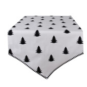 Traversa masa bumbac alb negru Craciun 50x160 cm
