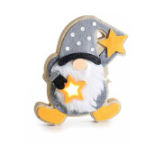 Figurin Gnom cu led, lemn textil multicolor 12.5x3x17 cm