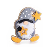 Figurin Gnom cu led, lemn textil multicolor 12.5x3x17 cm