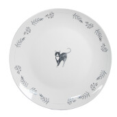 Set 6 farfurii ceramica alba gri Pisicute 20x2 cm