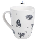 Set 6 cani ceramica alba gri Pisicute 12x8x10 cm, 350 ml