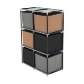 Comoda cu 6 sertare din textil negru maro gri Camilo 58x30x84 cm
