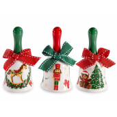 Set 3 clopotei Craciun ceramica textil multicolor 5x10 cm