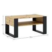 Masuta DTD stejar artisan neagra Cara 90x53.2x45 cm