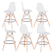 Set 6 scaune bar alb fag Carbry 54x54x108 cm