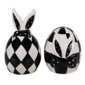 Set solnita pipernita portelan alb negru 5x9 cm, 5x7 cm
