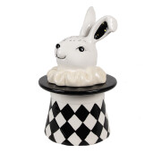 Borcan ceramica alba neagra Iepuras 13x13x20 cm