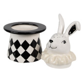 Borcan ceramica alba neagra Iepuras 13x13x20 cm