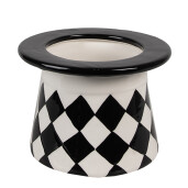 Borcan ceramica alba neagra Iepuras 13x13x20 cm