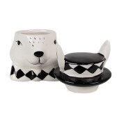 Borcan ceramica alba neagra Iepuras 9x8x11 cm