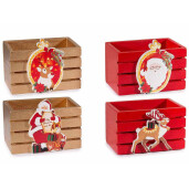 Set 4 cosuri Craciun lemn multicolor 8.5x6x6.5 cm