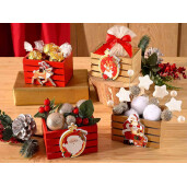 Set 4 cosuri Craciun lemn multicolor 8.5x6x6.5 cm