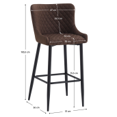 Scaun bar textil maro metal negru Cezaria 51x56x105,5 cm