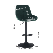 Scaun bar catifea maro metal negru Chiro 51.5x60x120 cm