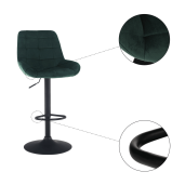 Scaun bar catifea maro metal negru Chiro 51.5x60x120 cm