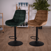 Scaun bar catifea maro metal negru Chiro 51.5x60x120 cm