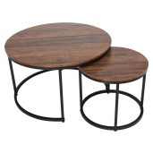 Set 2 masute DTD nuc metal negru Cirko 80x48 cm, 48x42 cm