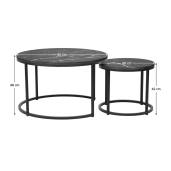 Set 2 masute gri negru Cirko 80x48 cm, 48x42 cm