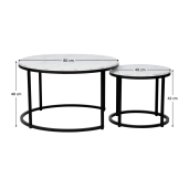 Set 2 masute alb negru Cirko 80x48 cm, 48x42 cm