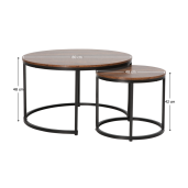 Set 2 masute DTD nuc metal negru Cirko 80x48 cm, 48x42 cm