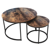 Set 2 masute cafea DTD laminat nuc metal negru Cirko 80x48 cm, 48x42 cm