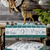 Fata de perna bumbac verde alb Forest 40*40 cm