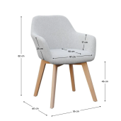 Fotoliu de design textil gri lemn fag Clorin 56x60x82 cm
