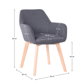 Fotoliu de design textil gri inchis lemn fag Clorin 56x60x82 cm