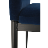 Scaun tapiterie catifea albastra picioare metal negru Coleta 41x49x96 cm 