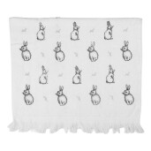 Prosop maini si fata bumbac alb negru Iepurasi 40x66 cm