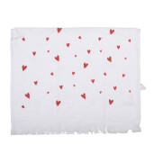 Prosop de maini si fata bumbac alb rosu Inimioare 40x66 cm