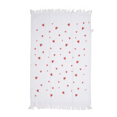 Prosop de maini si fata bumbac alb rosu Inimioare 40x66 cm