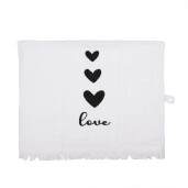 Prosop de maini si fata bumbac alb negru Love 40x66 cm
