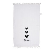 Prosop de maini si fata bumbac alb negru Love 40x66 cm