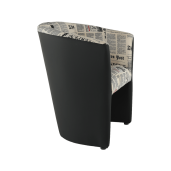 Fotoliu piele ecologica neagra material textil motiv ziare Cuba 65x60x77 cm