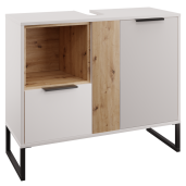 Dulap sub chiuveta DTD alb stejar artisan Cubo 88,4x35x75 cm